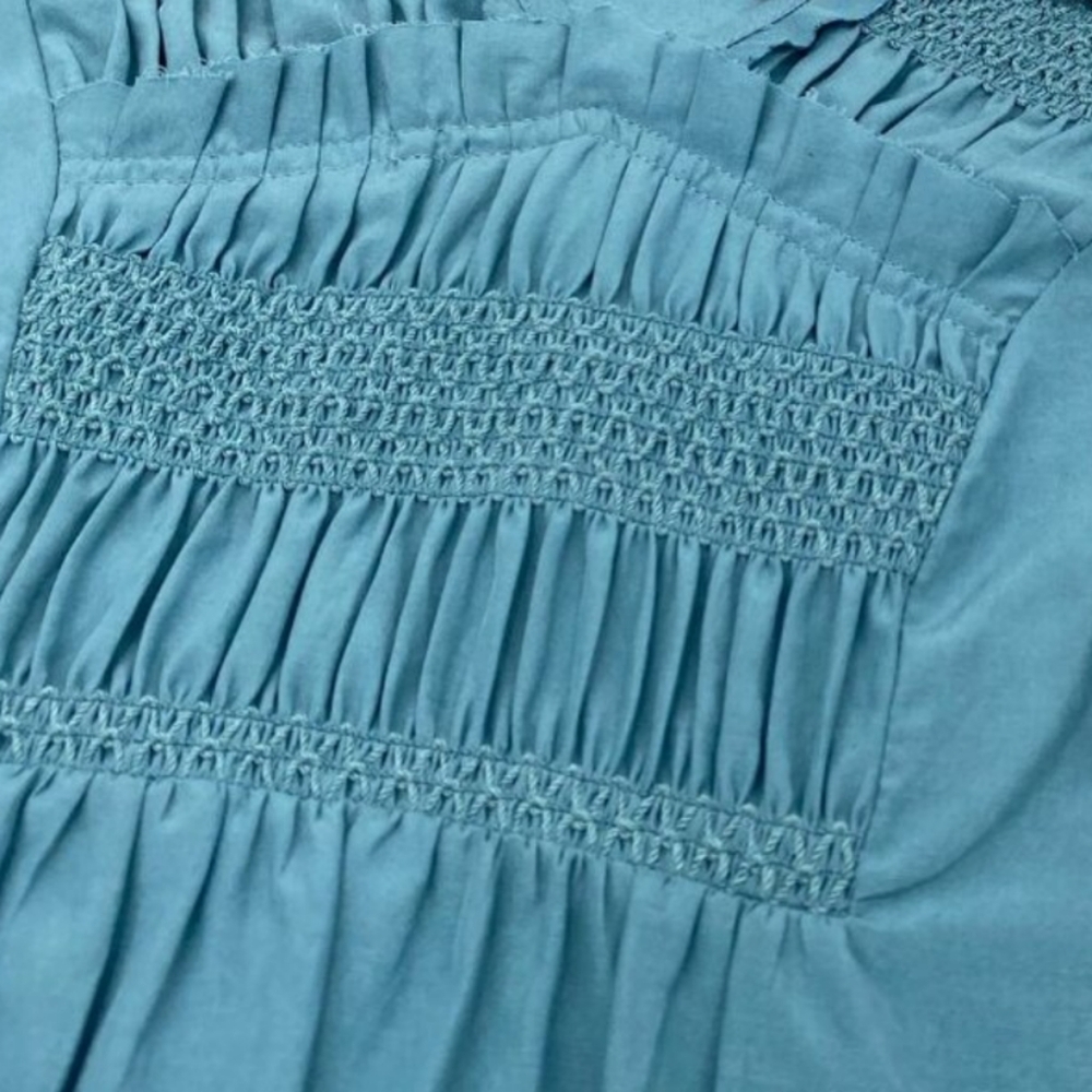 J Jill Silk Blend Pintuck Smocked V-Neck Tunic Dress P2P 19.5 in.
